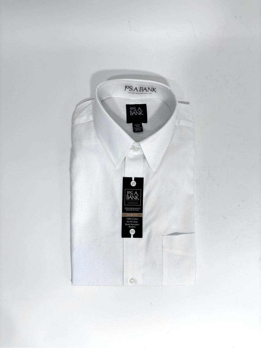 NWT- Jos. A. Bank White Classic Dress Shirt - Point Collar Sz 16 neck 33 sleeve
